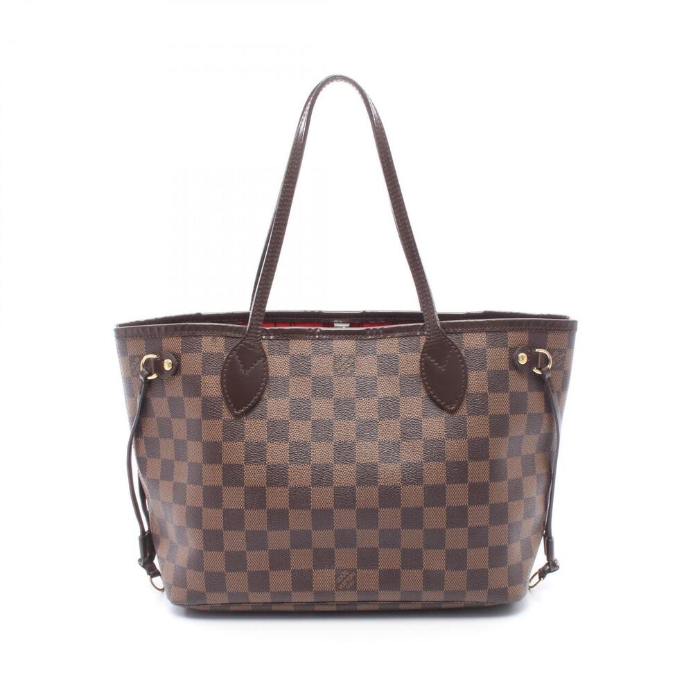 Louis Vuitton Neverfull Tote Bag Canvas Leather Damier Brown